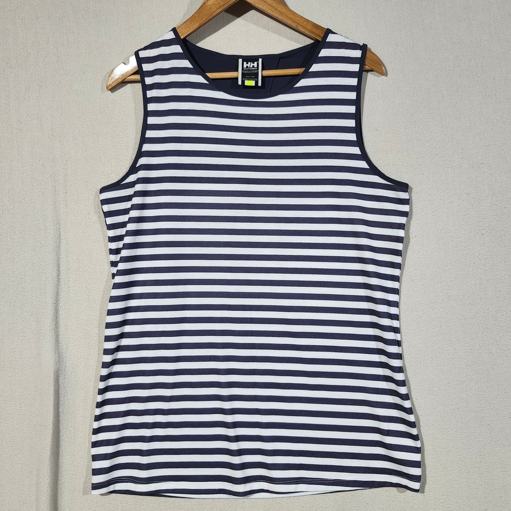 Helly Hansen Womens Navy White Striped Sleeveless Tulip Back Tank Top Size L